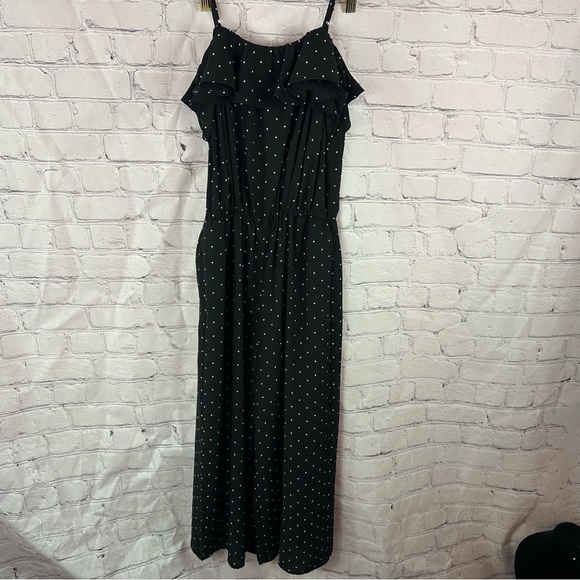 Tommy Hilfiger polka dot sleeveless jumpsuit Ruffled neckline sz 0 classic - Picture 1 of 8